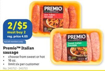 Lidl Premio™ italian sausage offer
