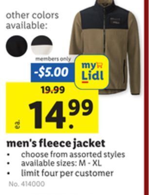 Lidl Men's fleece jacket offer