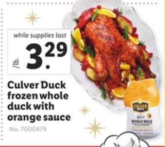 Lidl Culver duck frozen whole duck with orange sauce offer