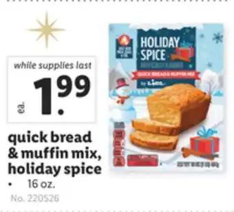 Lidl Quick bread & muffin mix, holiday spice offer