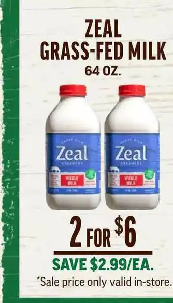 Central Market Zeal Grass-Fed Milk offer