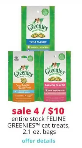 Pet Smart Feline Greenies Cat Treats, 2.1 Oz. Bags offer