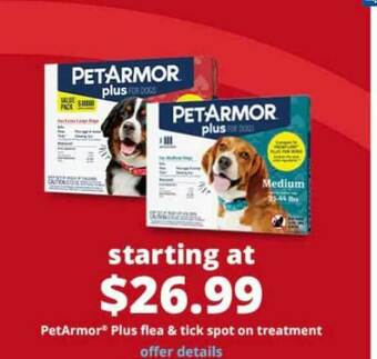 Pet Smart Petarmor Plus Flea & Tick Spot On Treatment offer