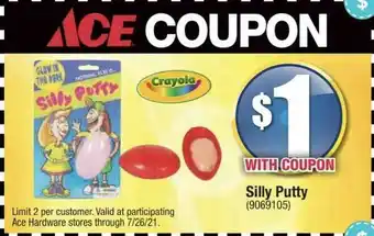 Ace Hardware Silly Putty offer