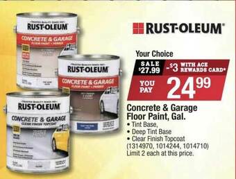 Ace Hardware Rust-Oleum Concrete & Garage Floor Paint, Gal. offer