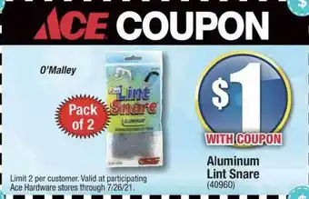 Ace Hardware Aluminum Lint Snare offer