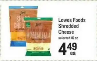 Schnucks Lowes Foods Shredded Cheese offer