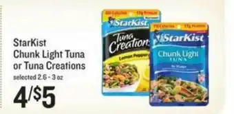 Schnucks StarKist Chunk Light Tuna Or Tuna Creations offer