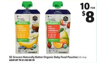 Winn Dixie SE Grocers Naturally Better Organic Baby Food Pouches offer