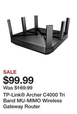 Office Depot Tp-link® archer c4000 tri band mu-mimo wireless gateway router offer