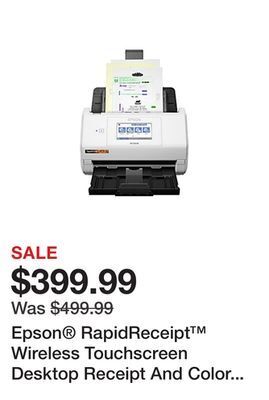 Office Depot Epson® rapidreceipt™ wireless touchscreen desktop receipt and color document scanner with auto document feeder, rr-600w offer