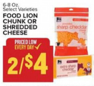 Food Lion Food Lion Chunk or Shredded Cheese 6-8 oz offer
