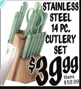Ollie's Stainless steel 14 pc. cutlery set offer