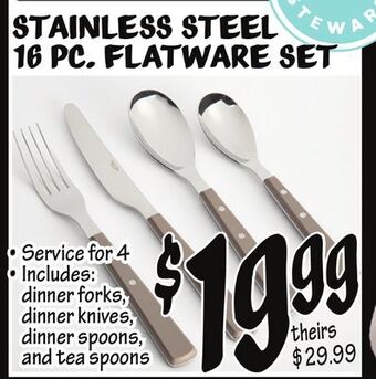 Ollie's Stainless steel 16 pc. flatware set offer
