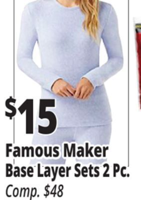 Ocean State Job Lot Famous maker base layer sets 2 pc. offer
