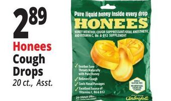 Ocean State Job Lot Honees honey menthol cough drops, 20-count offer