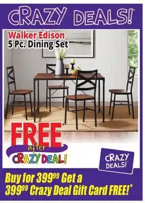 Ocean State Job Lot Walker edison 5-piece dining set, dark walnut offer