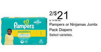 Walgreens Pampers or Ninjamas Jumbo Pack Diapers offer