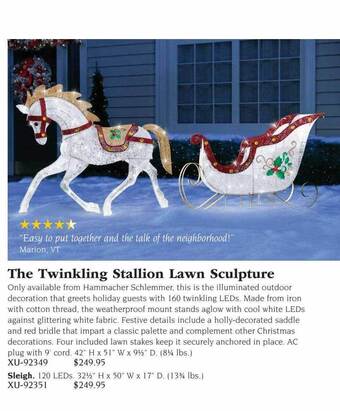 Hammacher Schlemmer The twinkling stallion lawn sculpture offer