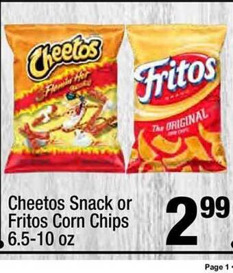 Super King Markets Cheetos snack or fritos corn chips offer