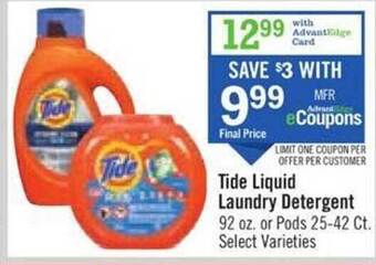 Price Chopper Tide liquid laundry detergent offer