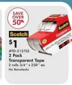 Valu Home Centers 2 pack transparent tape 2 rolls 3-4 offer