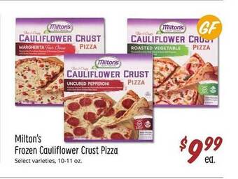 Sprouts Farmers Market Milton's frozen cauliflower crust pizza offer