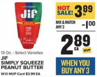 Food Lion JIF Simply Squeeze peanut Butter 13 oz offer