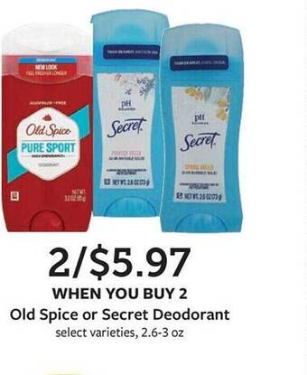 Fareway Old spice or secret deodorant offer