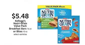 Fareway Kellogg's nutri-grain value pack breakfast bars or bites offer