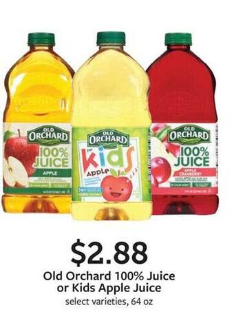 Fareway Old orchard 100% juice or kids apple juice offer