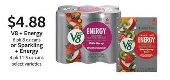 Fareway V8 + energy or sparkling + energy offer