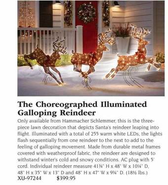 Hammacher Schlemmer The choreographed illuminated galloping reindeer offer
