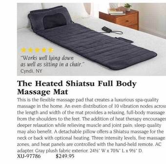 Hammacher Schlemmer The heated shiatsu full body massage mat offer