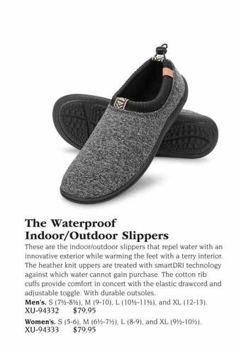 Hammacher Schlemmer The waterproof indoor or outdoor slippers offer