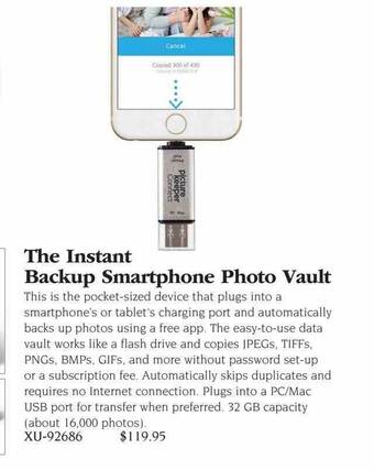Hammacher Schlemmer The instant backup smartphone photo vault offer