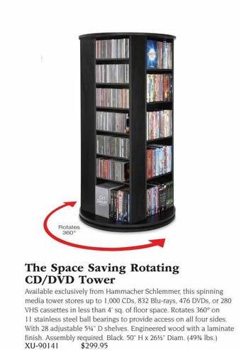 Hammacher Schlemmer The space saving rotating cd-dvd tower offer