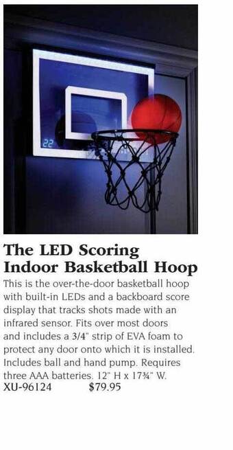 Hammacher Schlemmer The led scoring indoor basketball hoop offer