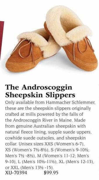Hammacher Schlemmer The androscoggin sheepskin slippers offer