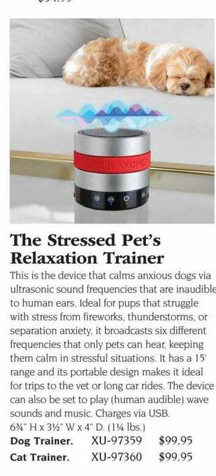 Hammacher Schlemmer The stressed pet's relaxation trainer offer