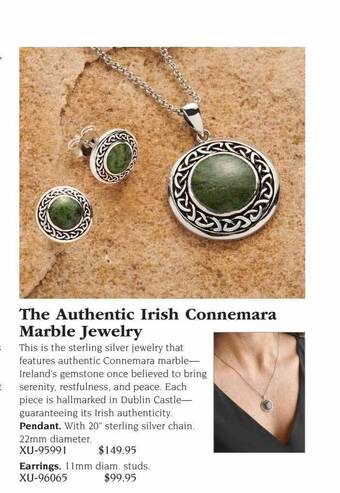 Hammacher Schlemmer The authentic irish connemara marble jewelry offer