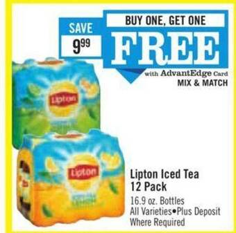 Price Chopper Lipton iced tea 12 pack offer