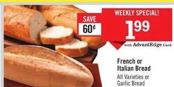 Price Chopper French or italian bread offer