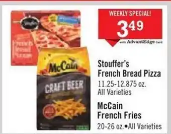 Price Chopper Stouffer's french bread pizza, mccain french fries offer