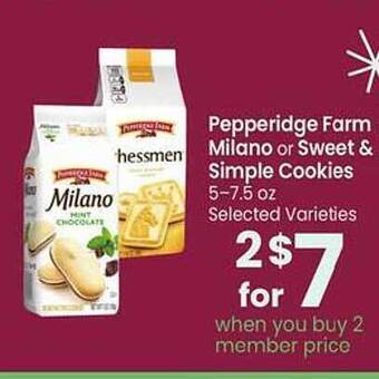 Safeway Pepperidge farm milano or sweet & simple cookies offer