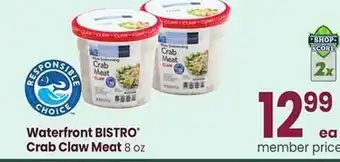 Safeway Waterfront bistro crab claw meat offer