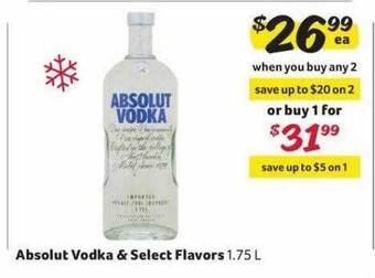 Winn Dixie Absolut vodka & select flavors offer