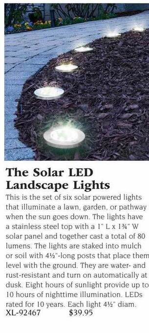 Hammacher Schlemmer The solar led landscape lights offer