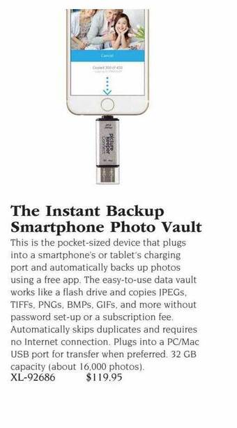 Hammacher Schlemmer The instant backup smartphone photo vault offer