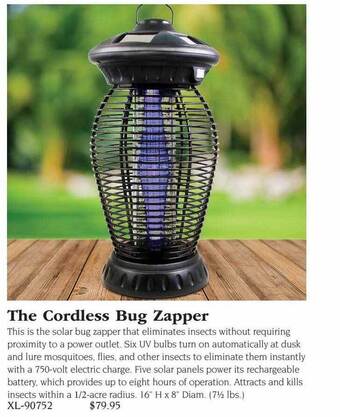 Hammacher Schlemmer The cordless bug zapper offer